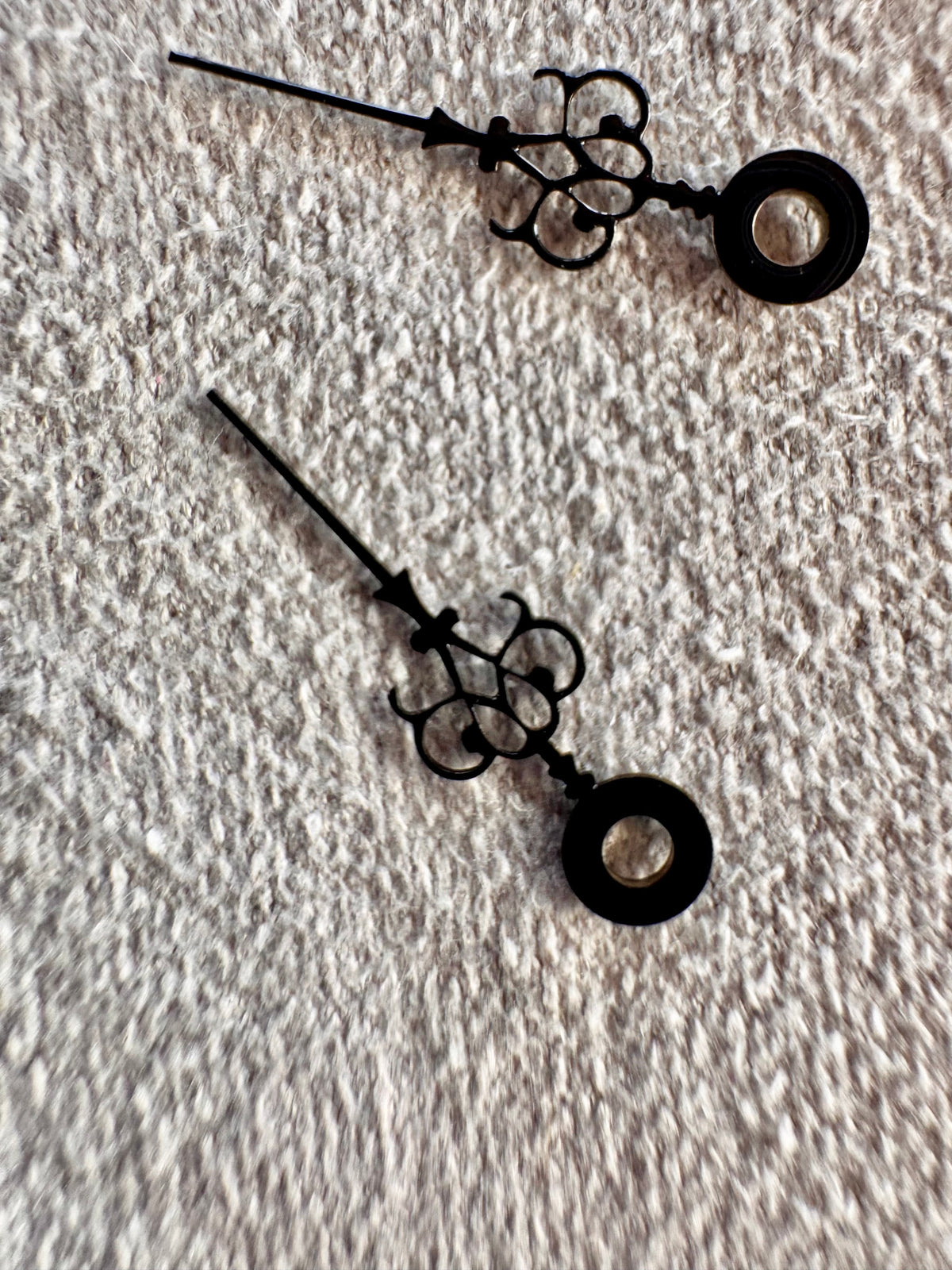 3 Sets Antique Swiss Pocket Watch Hands – Black Louis XV Rococo – 14/17mm