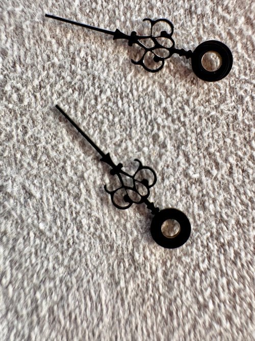 3 Sets Antique Swiss Pocket Watch Hands – Black Louis XV Rococo – 14/17mm