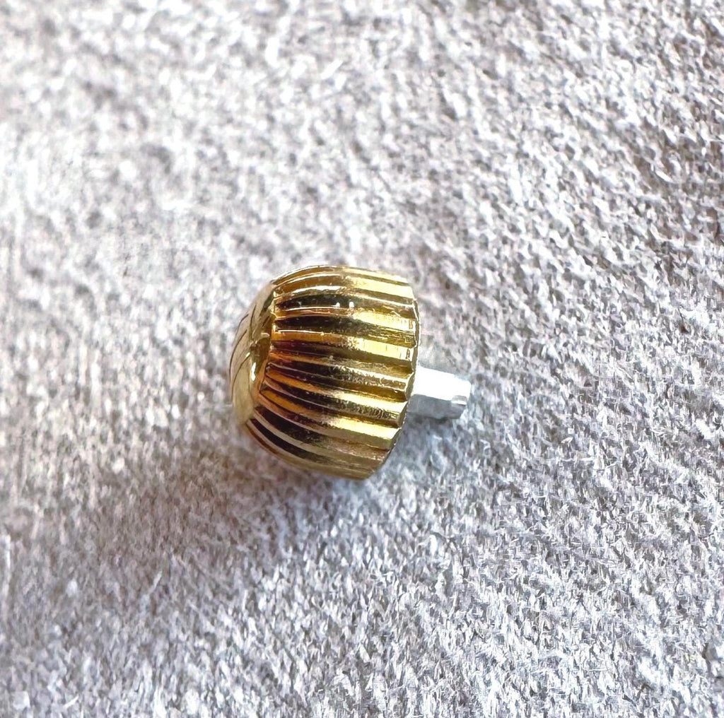 Vintage Heuer Crown 5.3mm – 0.9mm Thread – 2.5mm Tube – Domed Shield Logo