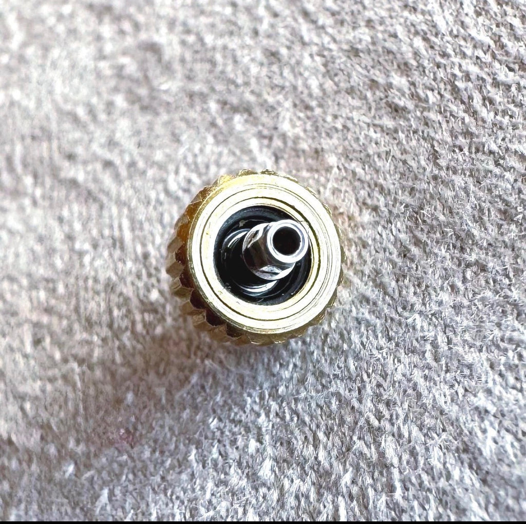 Vintage Heuer Crown 5.3mm – 0.9mm Thread – 2.5mm Tube – Domed Shield Logo